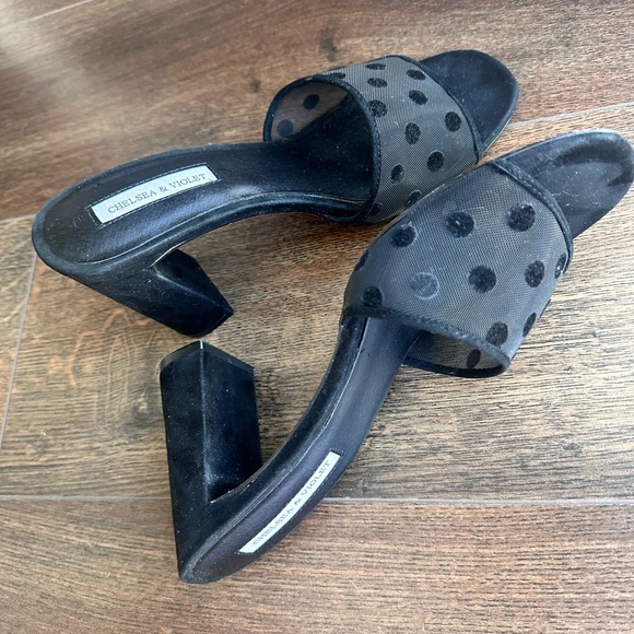 Chelsea & Violet ,Black Polka Dot Heels - Picture 2 of 5